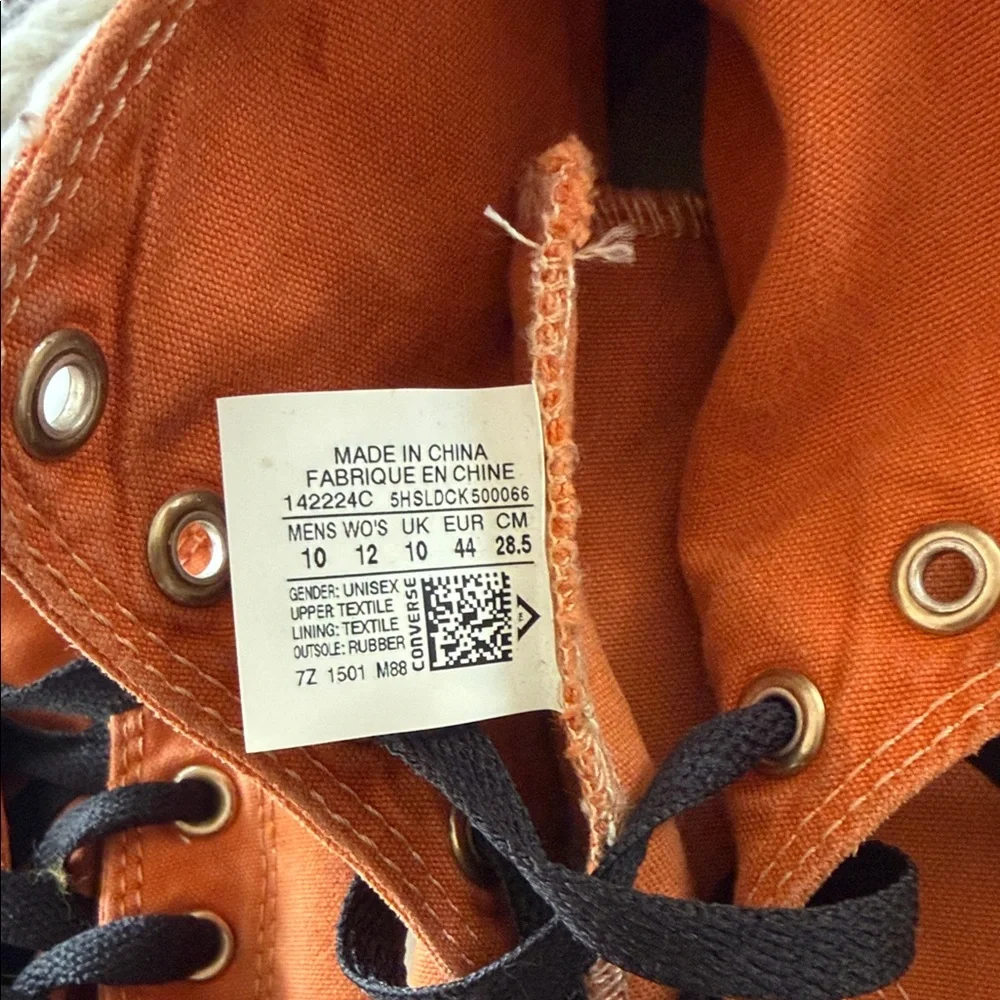 Converse High Top Sneakers Orange with Black Laces - Picture 3 of 6